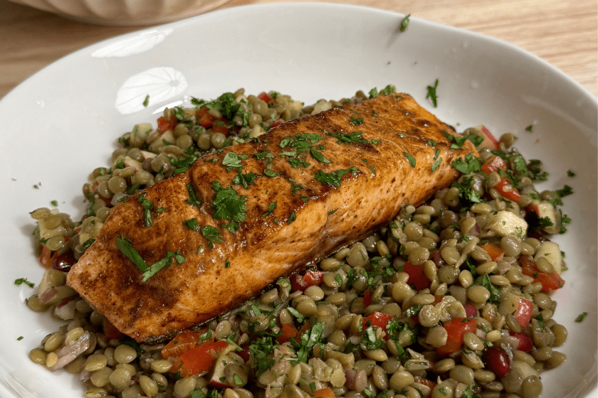 Recipe 9: Mediterranean Salmon and Lentil Power Bowl