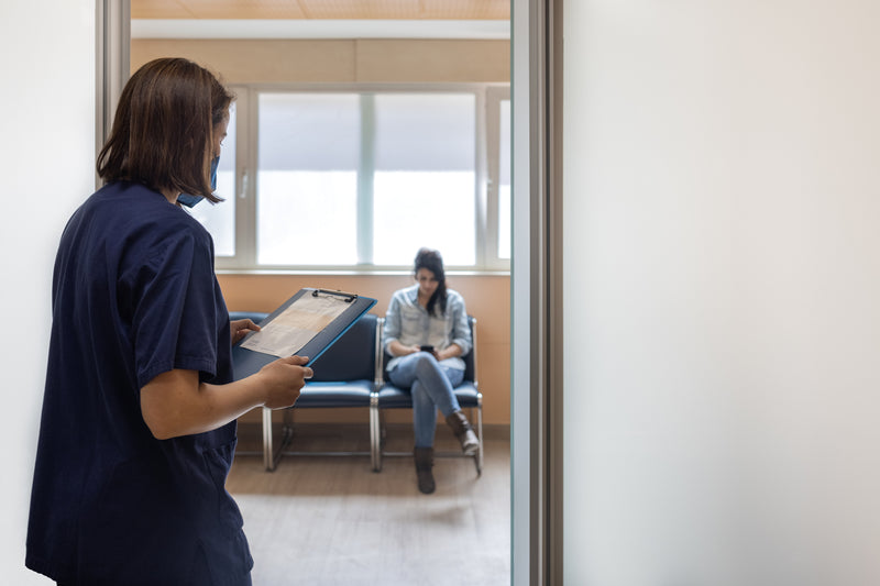 Woman in waiting room