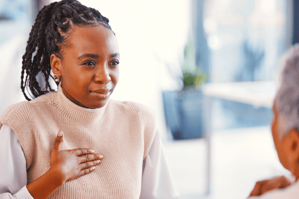 Woman with heart palpitations