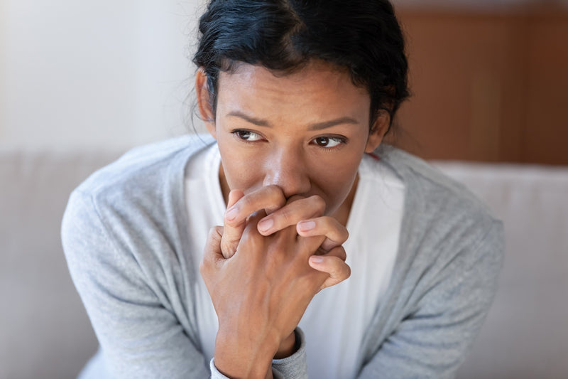 Menopause woman looking concerned 