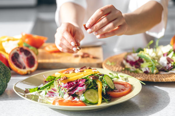 Colorful salad being prepared