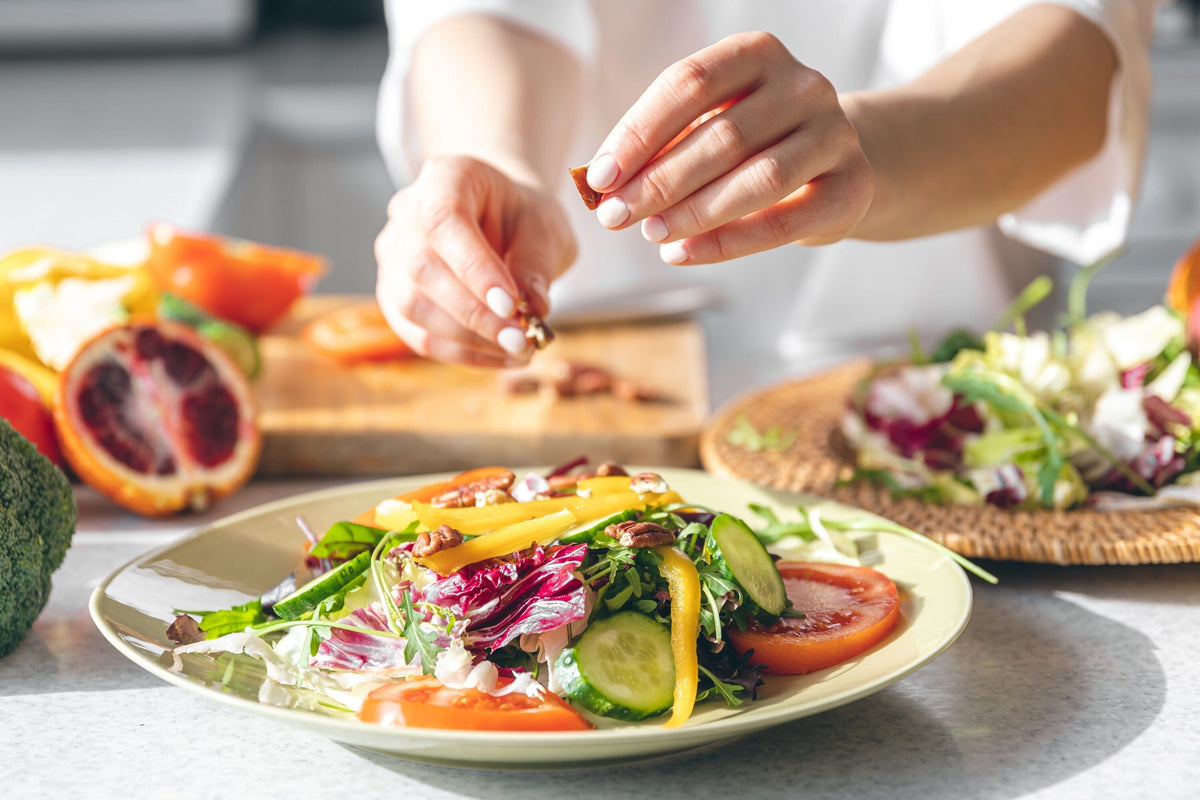 Colorful salad being prepared