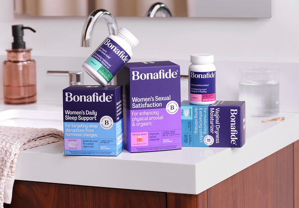 Bonafide Supplements for Menopause on vanity counter