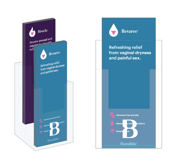Clear Plastic 2-tier Brochure Holder "B" White Logo (Packs of 25)